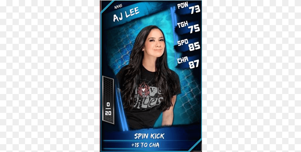 Rare Aj Lee Aj Lee Wwe Supercard, T-shirt, Black Hair, Clothing, Person Free Png Download