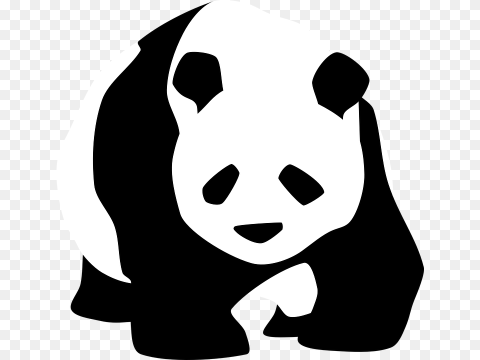 Rare Clipart Chinese Panda Panda Black And White, Stencil, Baby, Face, Head Png Image