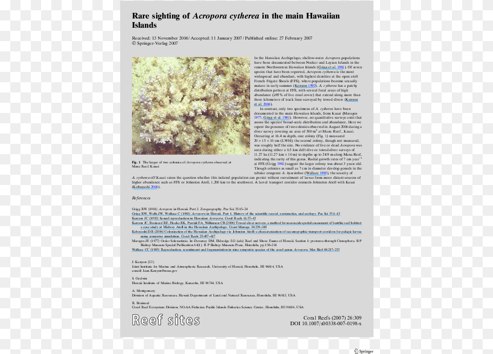Rare Sighting Of Acropora Cytherea In The Main Hawaiian Tree, Text, Page, Animal, Sea Life Png