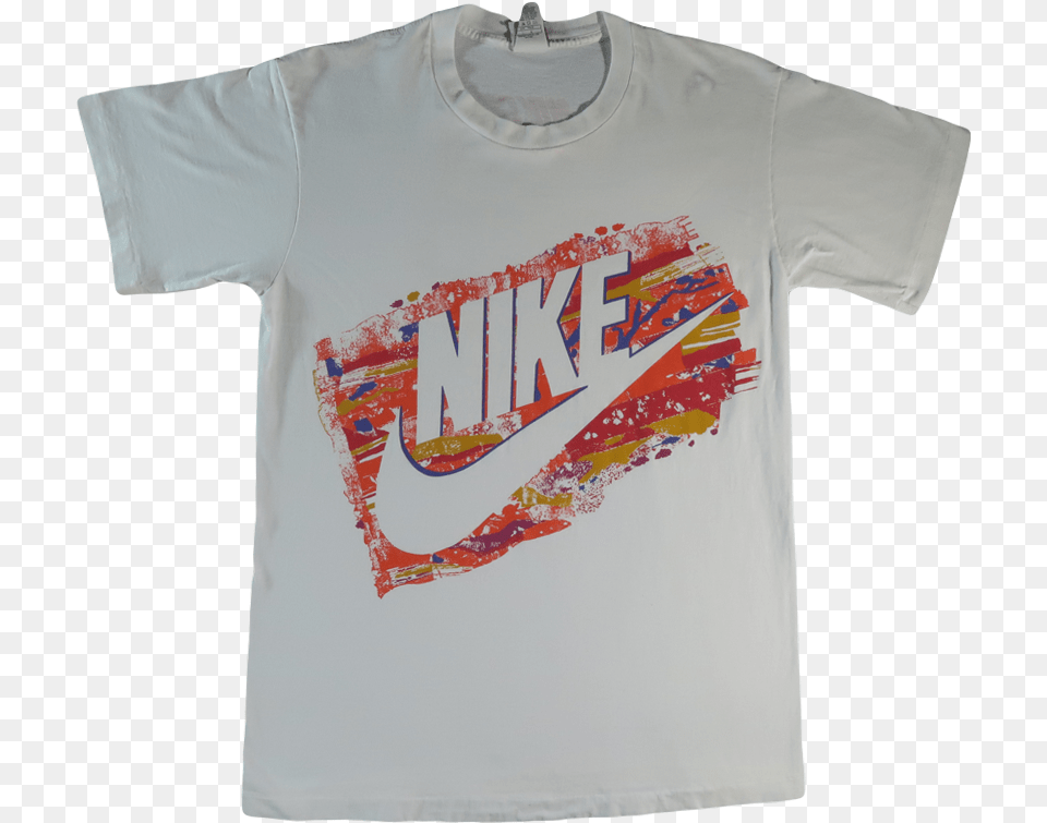 Rare Vintage Nike T Shirt 80s 90s Tee Nike White Colorful Shirt, Clothing, T-shirt Free Transparent Png