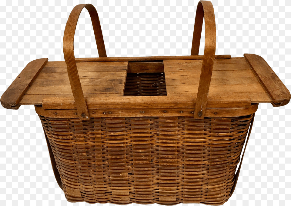 Rare Vintage Sliding Top Picnic Basket Picnic Basket, Clothing, Swimwear, Baby, Person Png Image