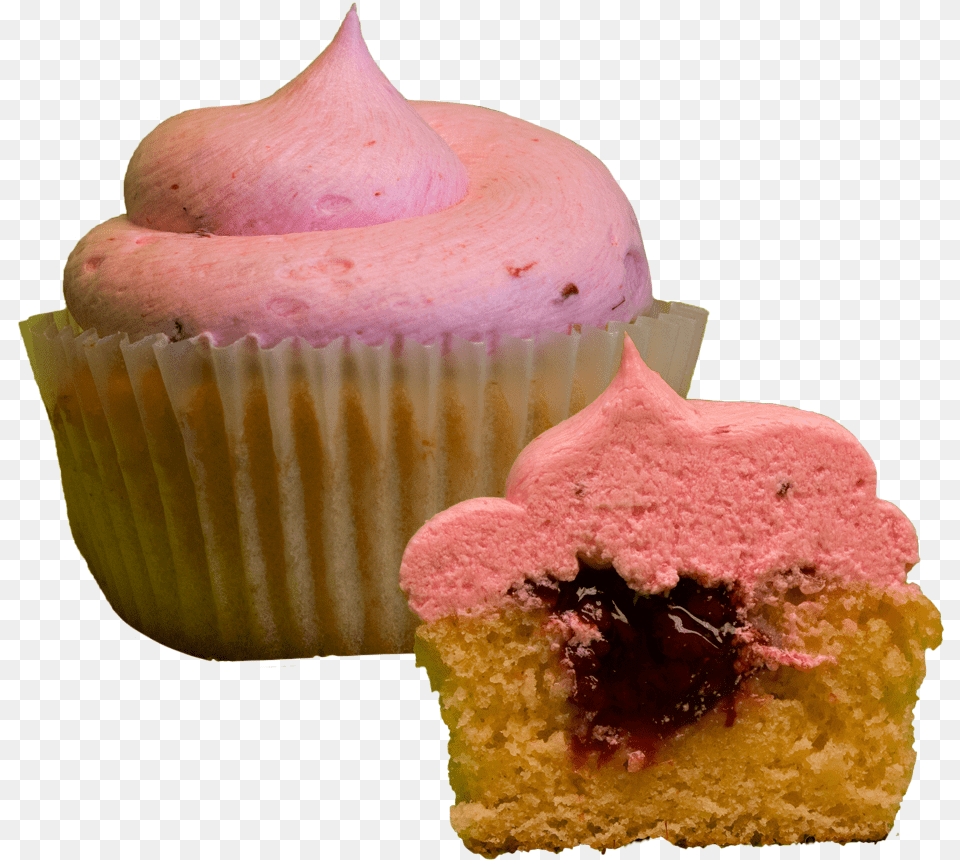 Rasberry Almond, Cake, Cream, Cupcake, Dessert Png Image
