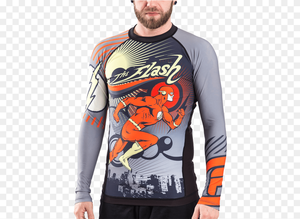 Rashgard Fusion Flash Running Man Rash Guard, Clothing, Long Sleeve, Shirt, Sleeve Png Image