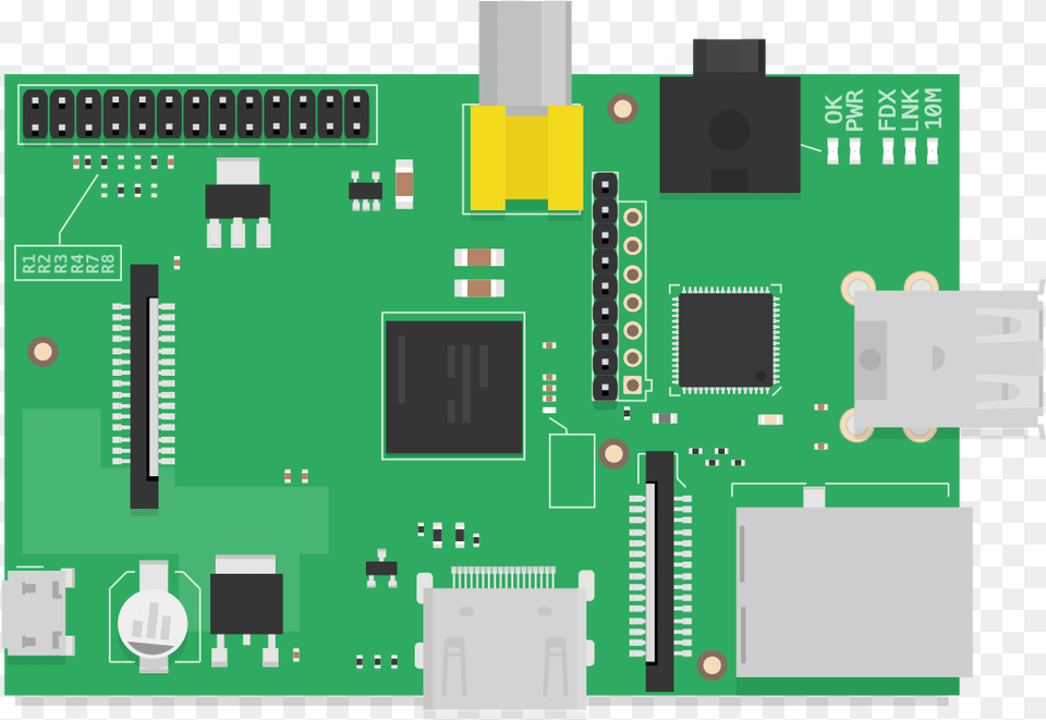 Raspberry Pi Vector, Electronics, Hardware, Scoreboard, Printed Circuit Board Png Image