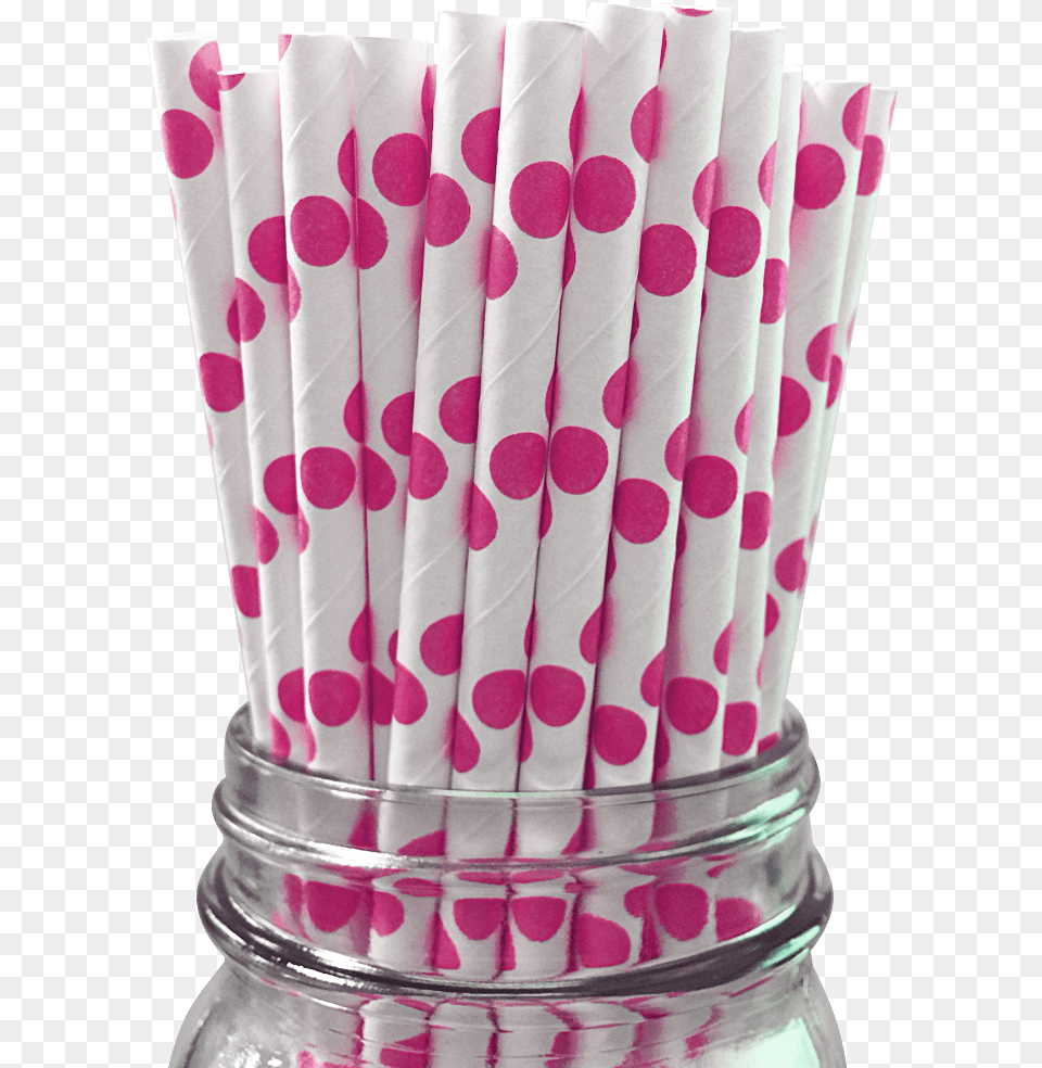 Raspberry Polka Dot 25pc Paper Straws Paper, Jar Free Transparent Png