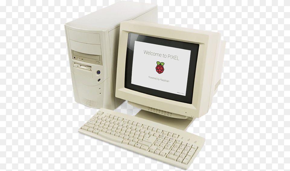 Raspbian Pixel On An Old Pc Or Mac Transparent Old Pc, Computer, Electronics, Computer Hardware, Computer Keyboard Free Png Download
