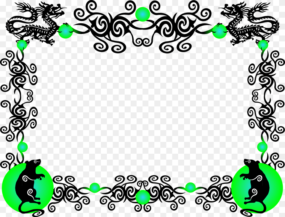 Rat Border Clip Arts Chinese Dragon Border, Green Free Png Download