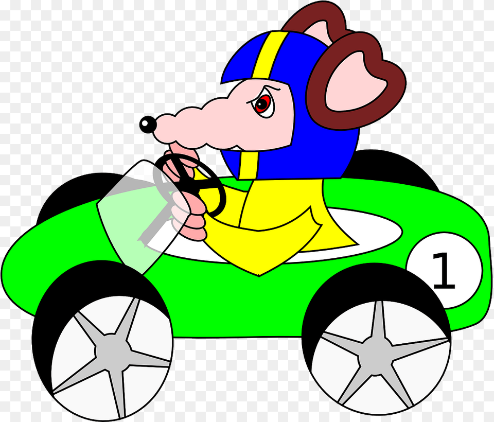 Rat Carro Carro De Corrida Verde Desenhos Animados Rat In A Car Cartoon, Grass, Plant, Lawn, Device Png