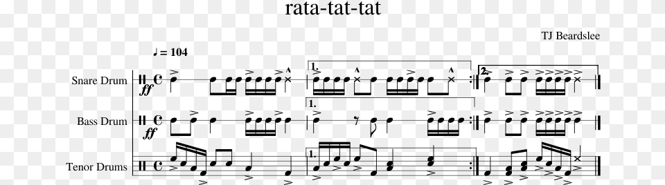 Rata Tat Tat Sheet Music Composed By Tj Beardslee 1 Sheet Music, Gray Free Transparent Png