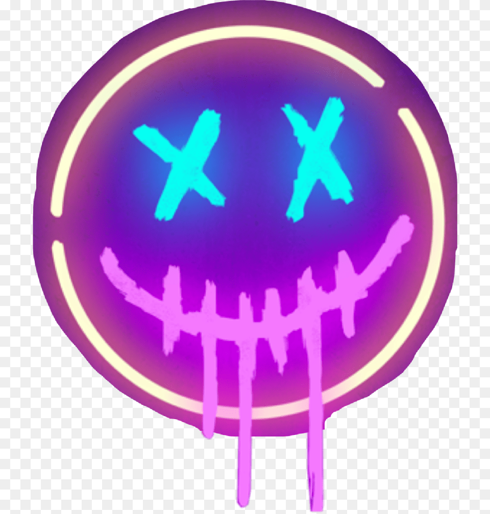 Rave Neon Smile Party Tumblr Freetoedit Circle, Light, Purple, Person, Clothing Png Image