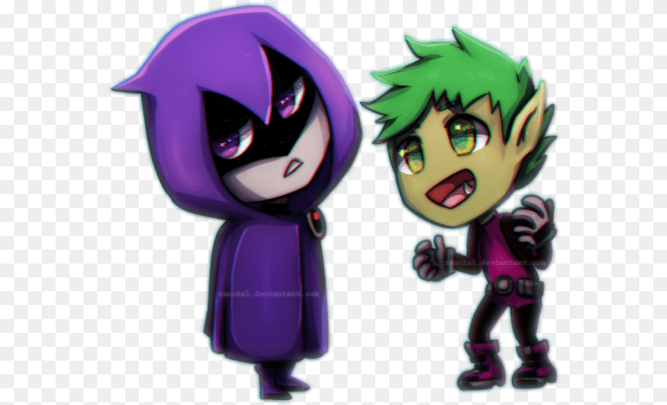 Raven And Beast Boy Chibi, Baby, Person, Purple, Face Free Png