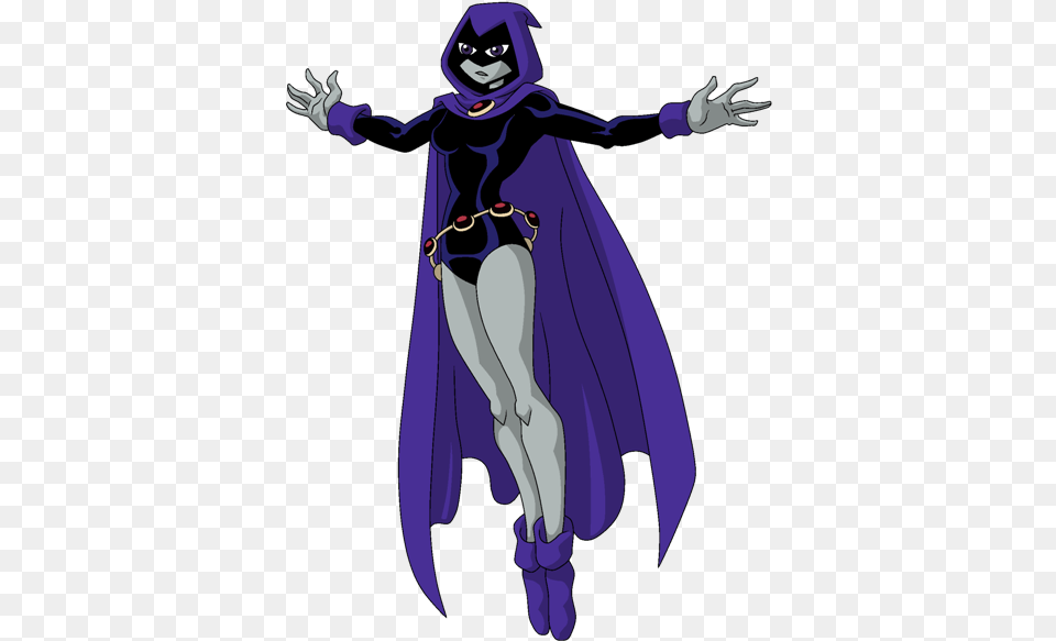 Raven Calm Flight Pose Raven Teen Titans Flying, Cape, Clothing, Fashion, Adult Png