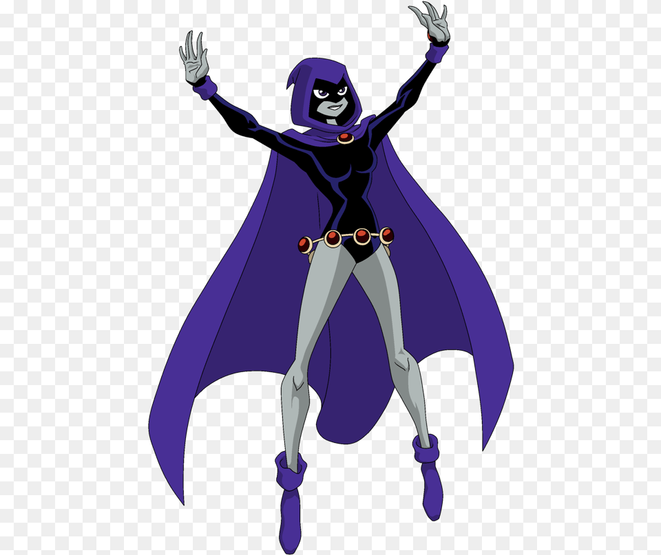 Raven Happy Flight Pose Raven Teen Titans Full Body, Fashion, Cape, Clothing, Person Free Png Download