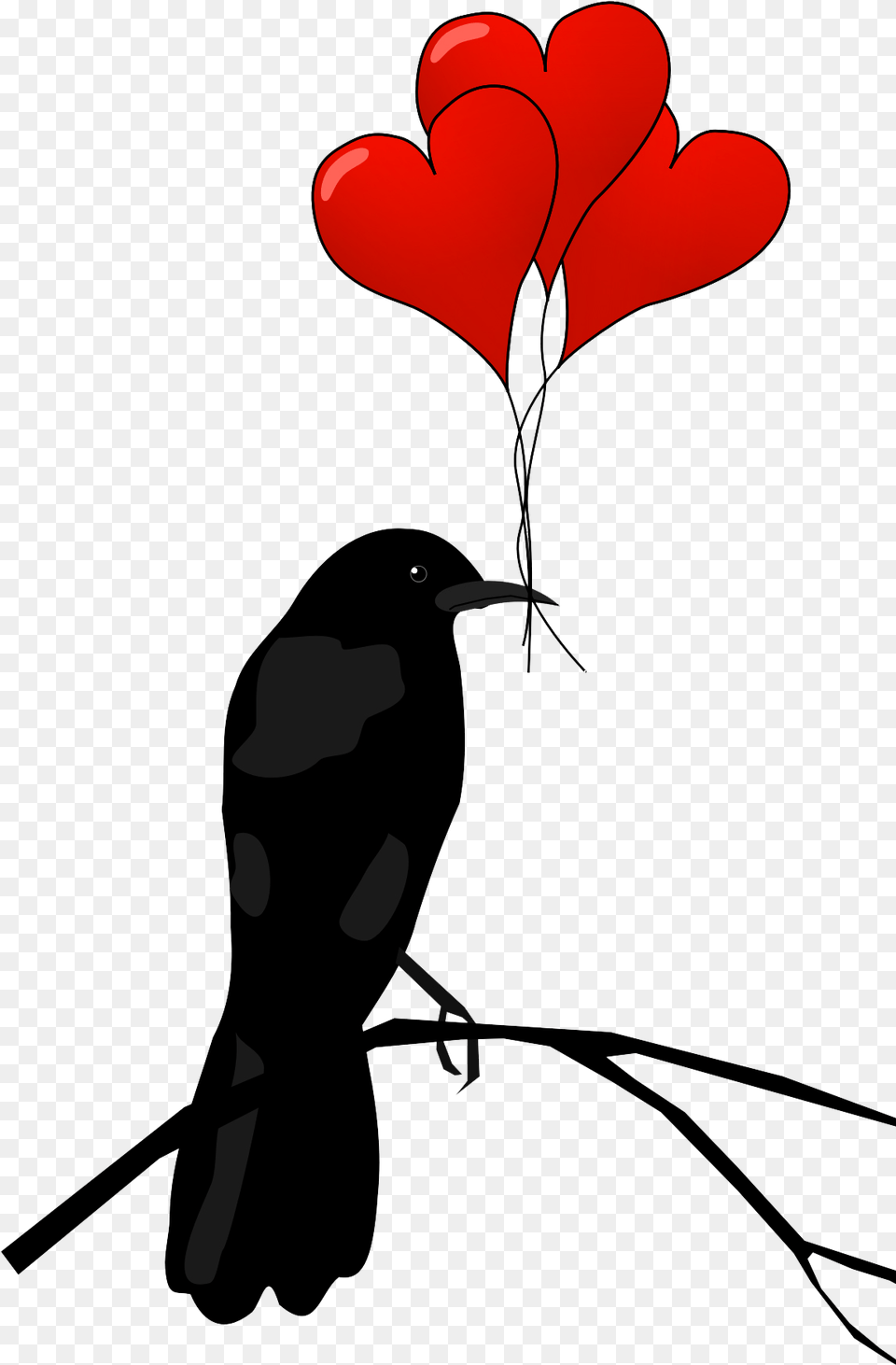 Raven Hearts Transparent Love Sms To Girlfriend, Animal, Bird, Blackbird Png Image