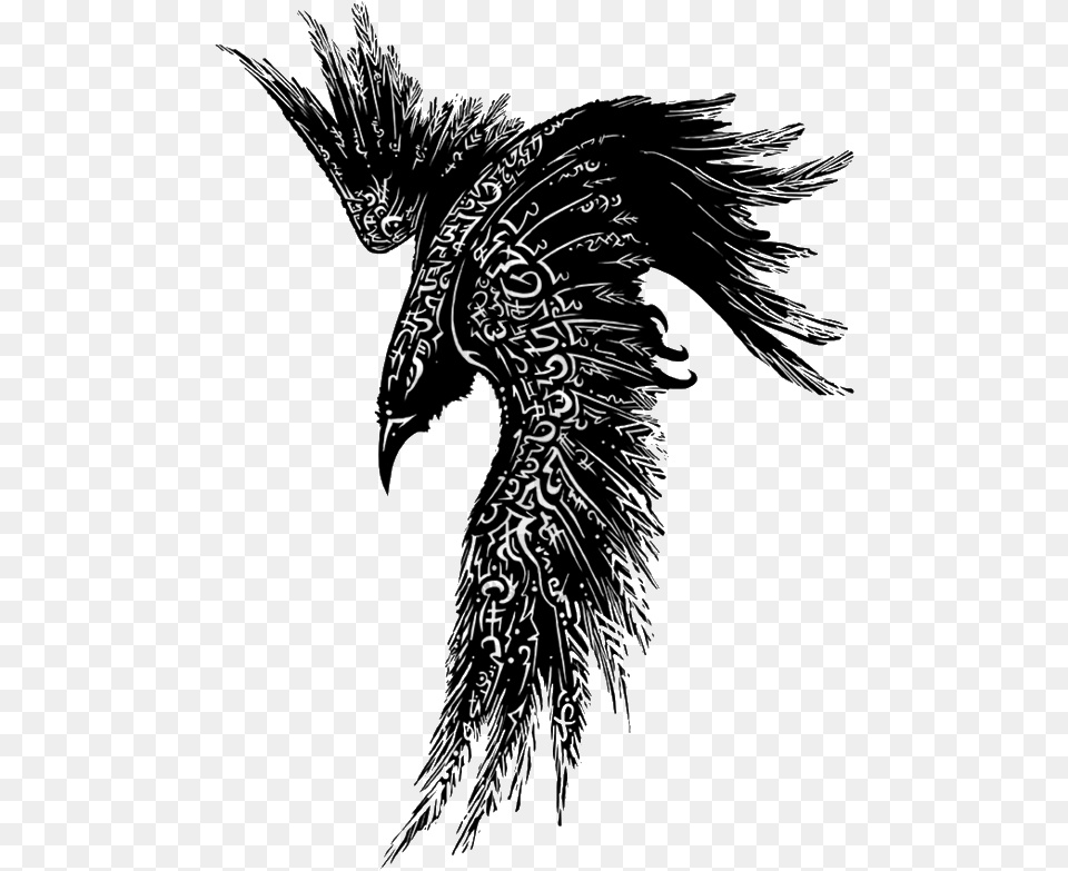 Raven Rune Tattoo By Thedeathspell Norse Raven Tattoo, Silhouette Free Transparent Png