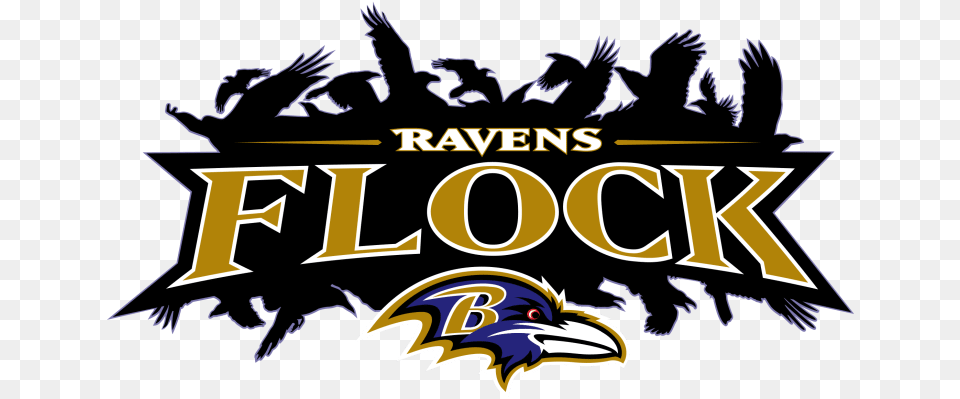 Ravens Flock Transparent Baltimore Ravens, Animal, Bird, Logo Png Image