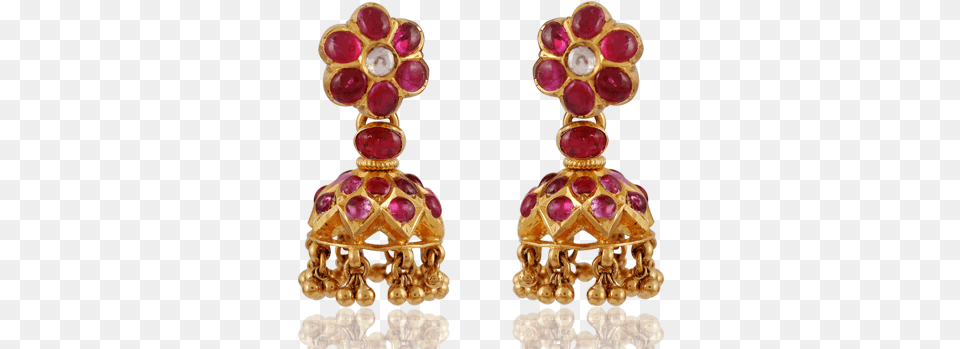 Ravishing Ruby Gold Jhimiki Earrings, Accessories, Earring, Jewelry, Gemstone Free Png Download