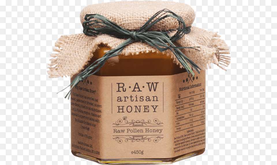 Raw Honey With Bee Pollen 100 Natural Pure Honey Gift Wrapping, Jar, Food, Jam Png Image