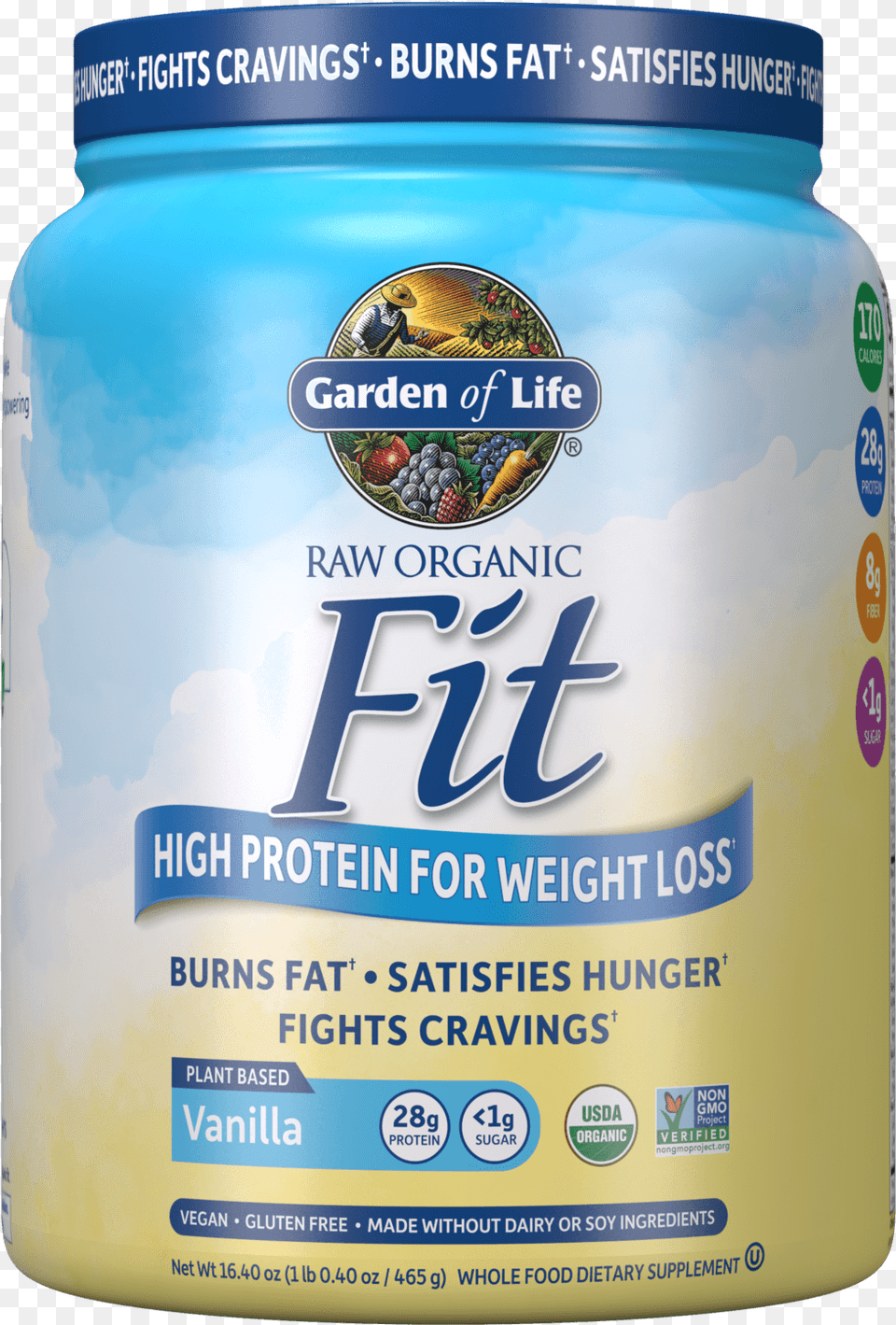 Raw Organic Fit Protein Powder Vanilla Fit Garden Of Life Protein, Can, Tin, Person Free Png Download