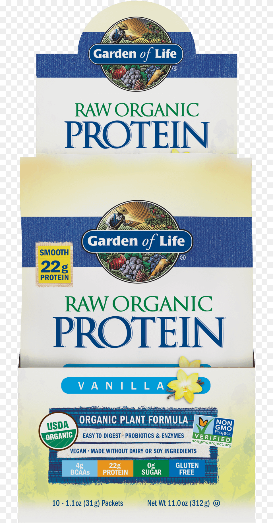 Raw Organic Protein Powder Vanilla Garden Of Life Raw Organic Protein Unflavored, Advertisement, Poster, Person Free Transparent Png