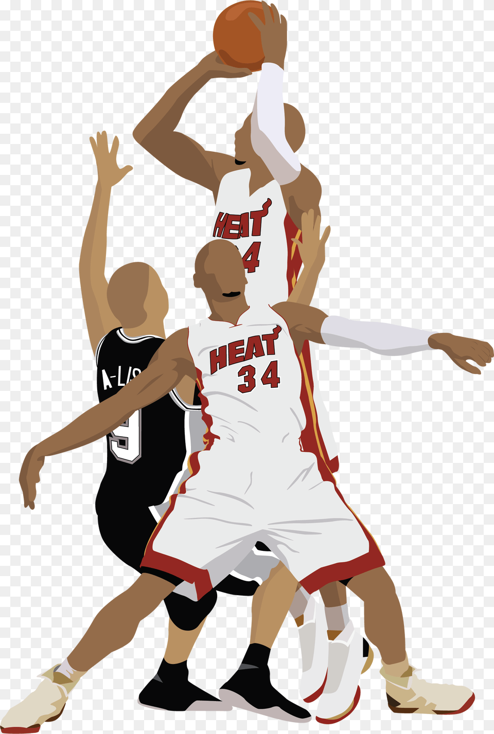 Ray Allen Vector Illustration Eddy Curry Miami Heat, Person, People, Sport, Basketball Free Png Download