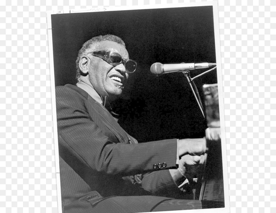 Ray Charles Black And White, Electrical Device, Microphone, Man, Adult Png