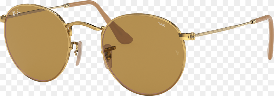 Ray Ray Ban Round Metal Gold Brown, Accessories, Glasses, Sunglasses Free Png