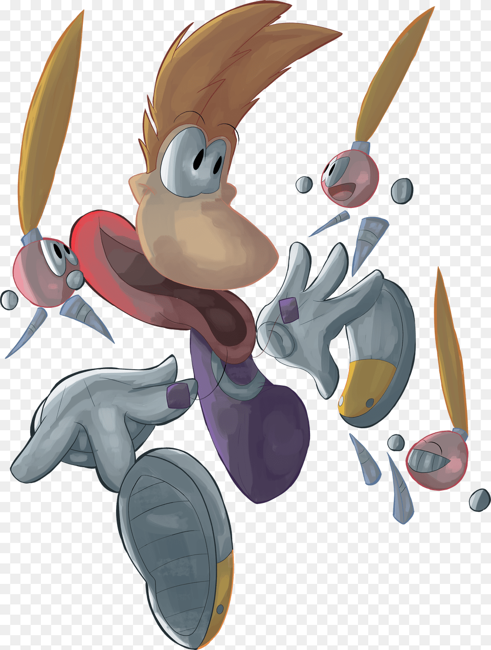 Rayman Hanging With Electoons By Kraikein Fictional Character Free Png Download