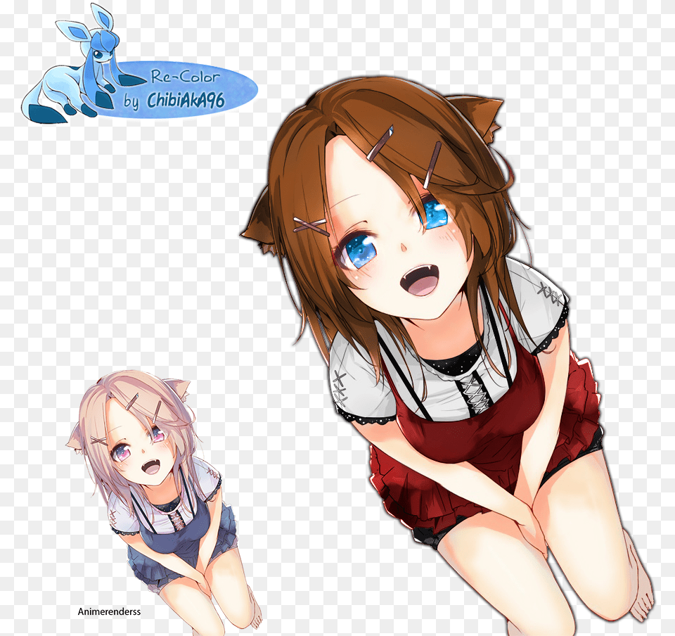 Re Color By Chibiaka96 Anime Girl Cat Render, Book, Comics, Publication, Adult Free Transparent Png