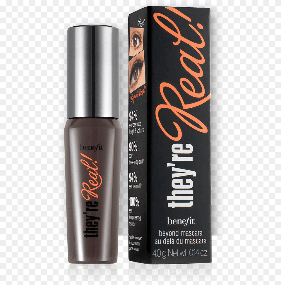 Re Real Lengthening Mascara Travel Size Mini They Re Real Benefit Mini, Bottle, Cosmetics, Perfume Png Image