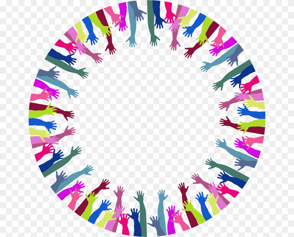 Reaching Hands Circle Of Hands Transparent, Purple, Person, Art Free Png Download
