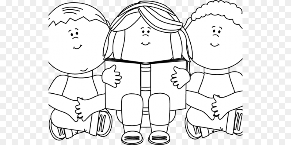 Reading A Book Clipart Black And White, Comics, Publication, Baby, Person Free Png Download