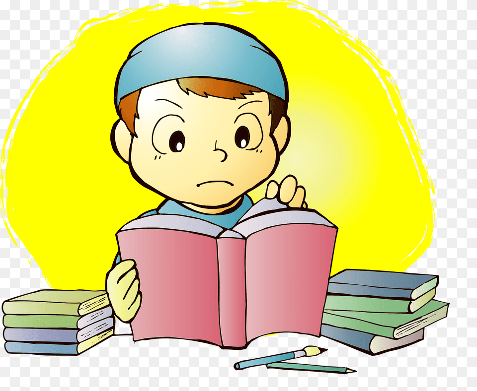 Reading A Book To Study Clipart, Person, Publication, Baby, Face Free Png