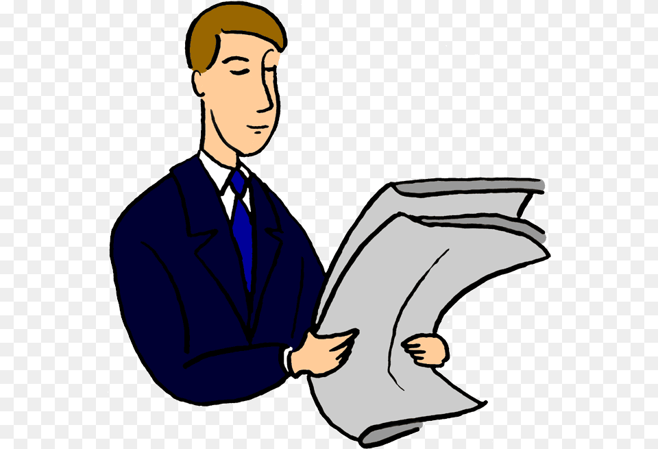 Reading A Newspaper Clipart Man Reading Paper Clipart, Person, Adult, Male, Head Free Transparent Png
