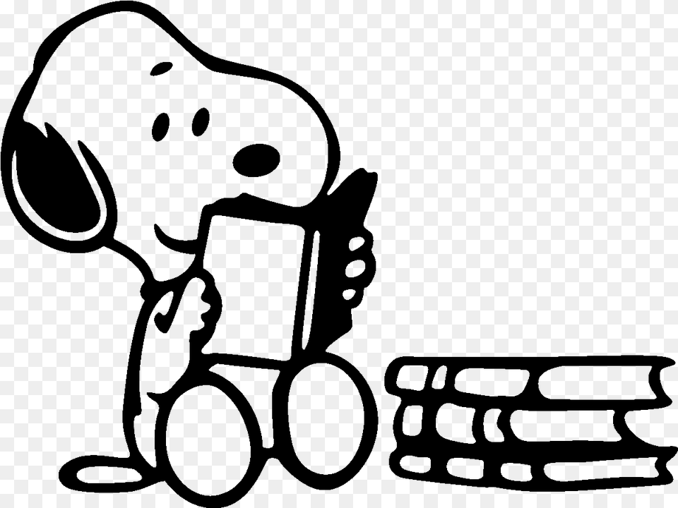 Reading Black And White Snoopy Reading, Gray Png Image