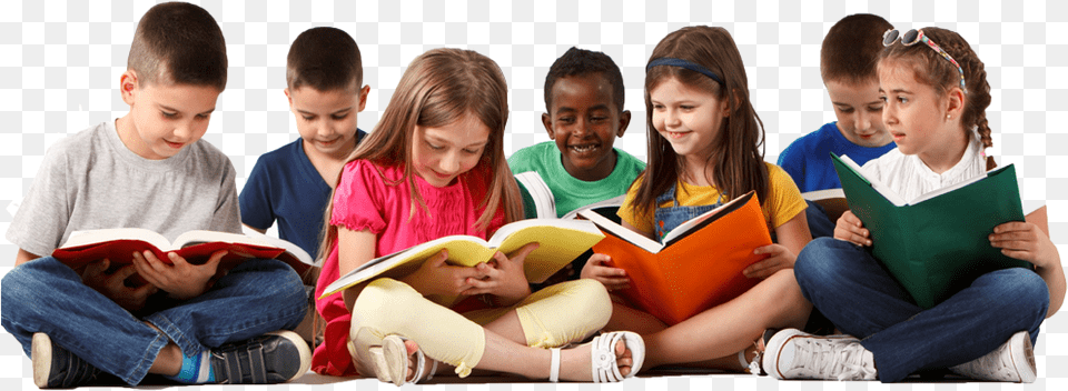 Reading Children, Person, Boy, Male, Girl Png Image