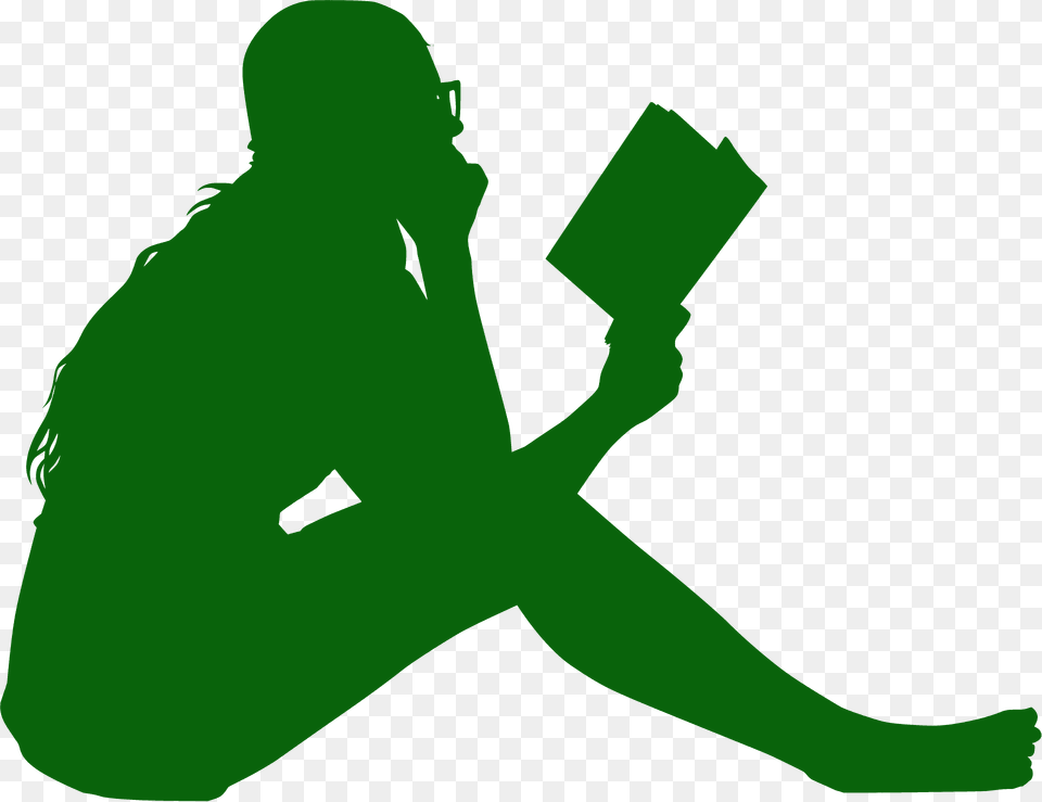 Reading Girl Silhouette, Person, Green, Photography, Face Free Png Download