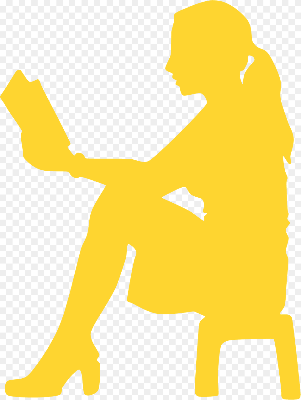 Reading Woman Silhouette, Person, Sitting Png