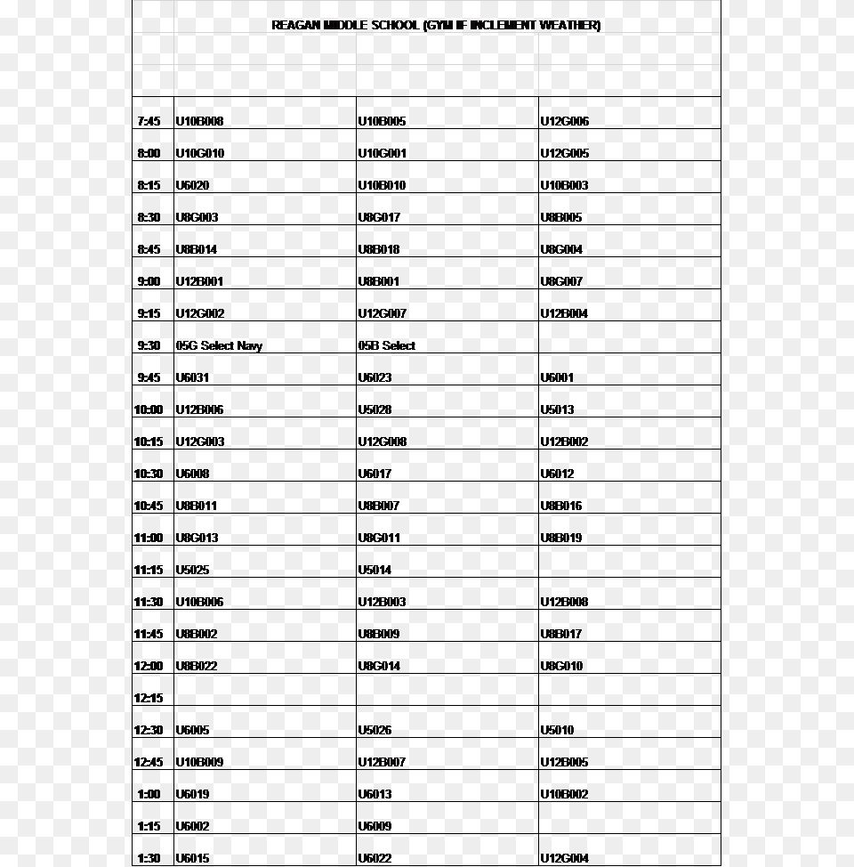 Reagan Ms Picture Schedule, Page, Text Free Png