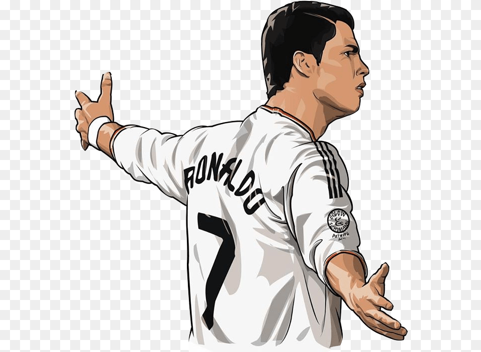 Real Cristiano Portugal Madrid Ronaldo Football United Cristiano Ronaldo Clipart, Person, People, Clothing, Shirt Free Png Download