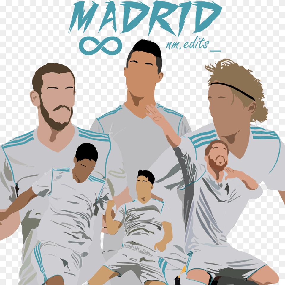 Real De Madrid Cartoon, T-shirt, Person, Clothing, People Png Image