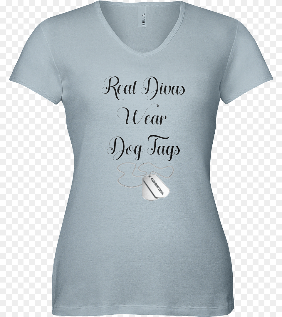 Real Divas Wear Dog Tags V Neck Fine Jersey T Shirt Active Shirt, Clothing, T-shirt Free Png