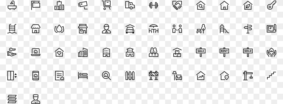 Real Estate Icons, Text, Alphabet Free Png Download