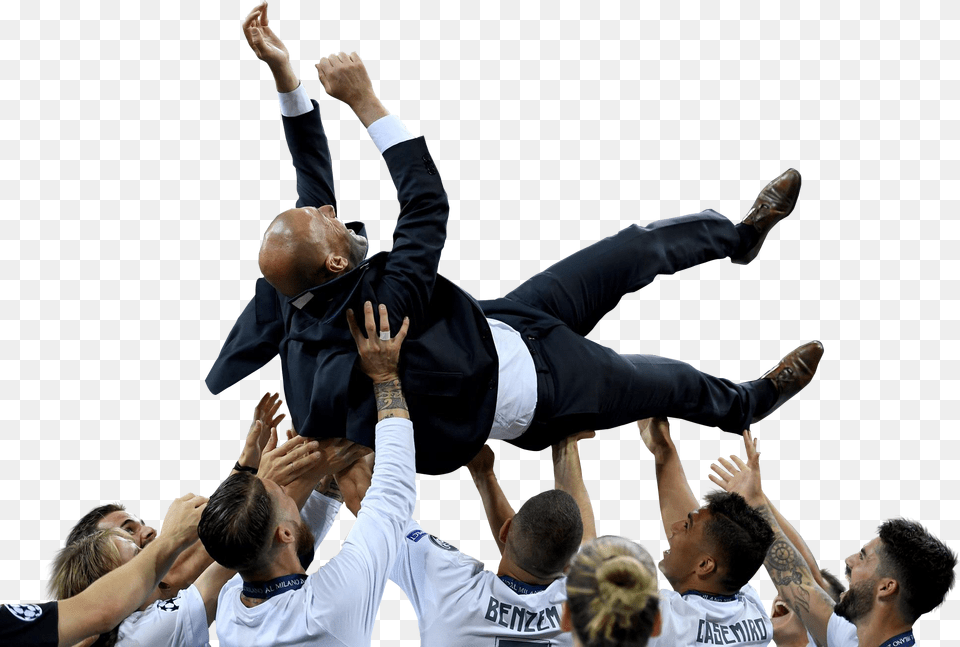 Real Madrid Team Amp Zinedine Zidanerender Acrobatics, Adult, People, Man, Male Png