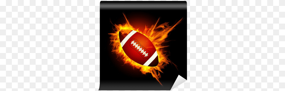 Realistic American Football In The Fire Wall Mural Debonsol Paillasson Antiderapant Rugby Flame Debonsol, Bonfire, American Football, Person, Playing American Football Free Transparent Png