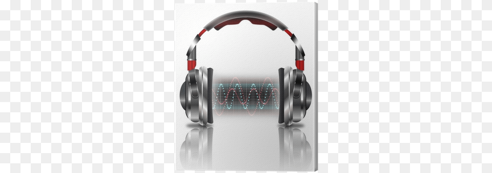 Realistic Headphones With Music Waves Canvas Print Headphones Waves Music, Electronics Free Transparent Png
