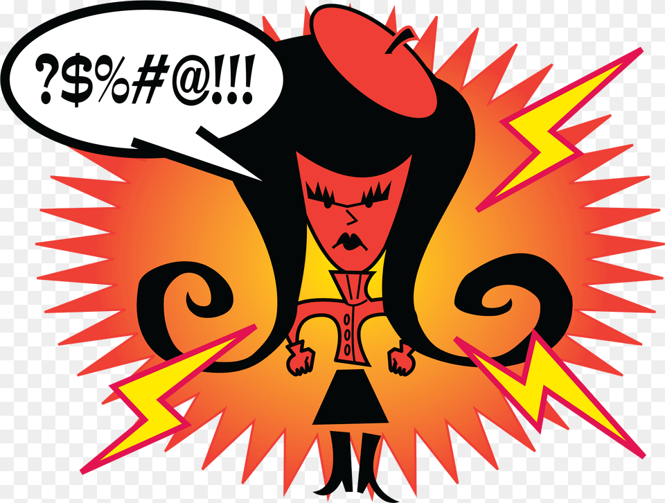 Really Angry Face Sunburst Shape Transparent Cartoon Mad Woman In Cartoon, Graphics, Art, Publication, Comics Free Png Download