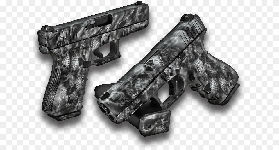 Reaper Black Glock Pistol Black And Grey Hydro Dip, Firearm, Gun, Handgun, Weapon Free Png Download