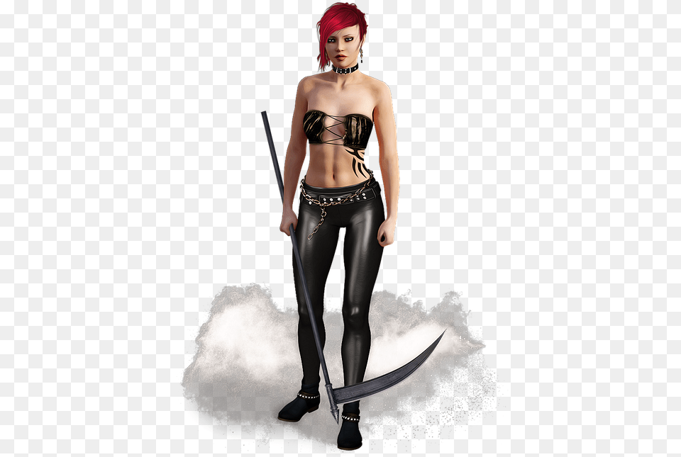 Reaper Death Female Woman Young Sexy Cute Scythe Latex Clothing, Adult, Person, Sword, Weapon Png