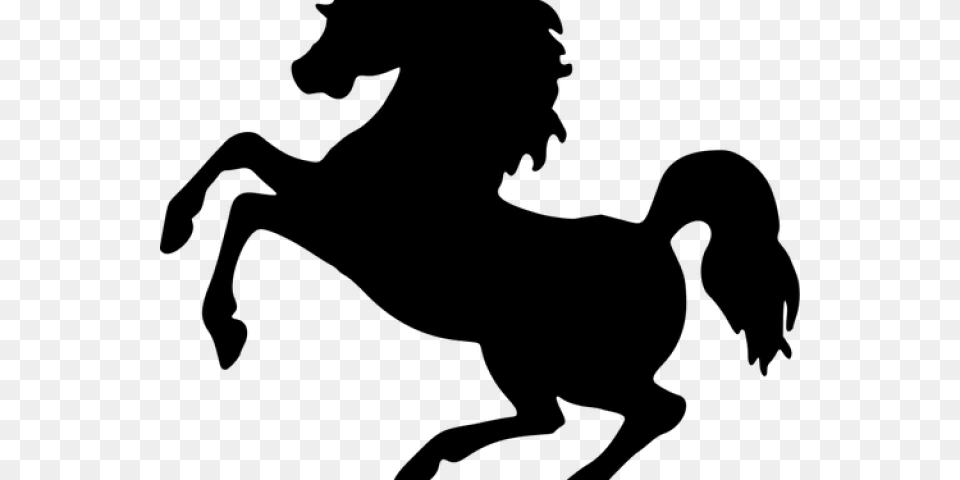 Rearing Horse Silhouette, Gray Free Png